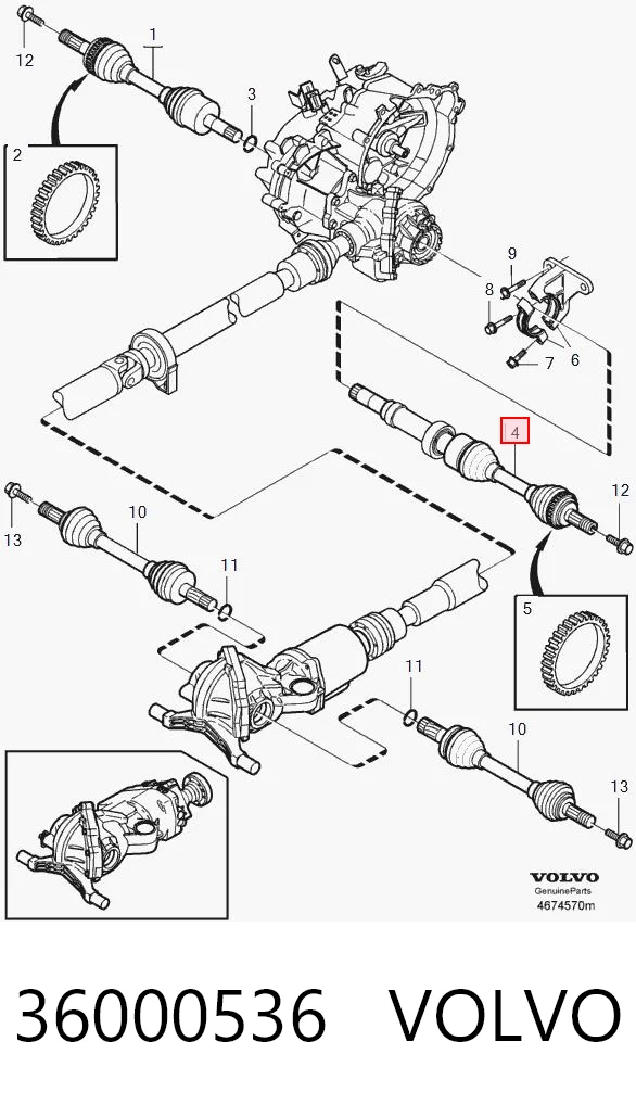 Semieje delantero derecho 36000536 VOLVO