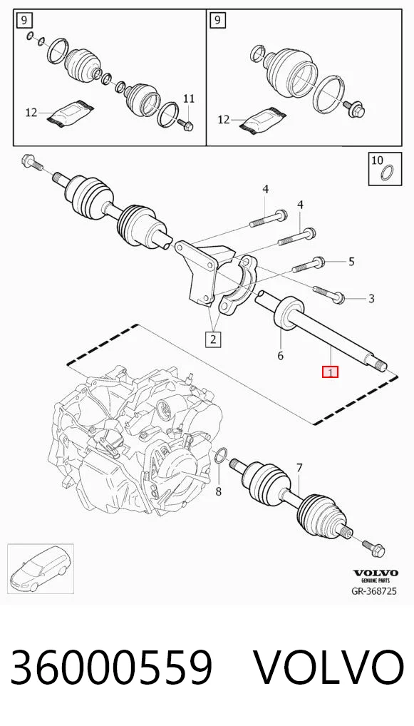 36000559 Volvo Semieje delantero derecho