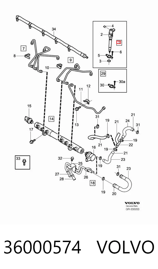 Inyector de combustible 36000574 VOLVO