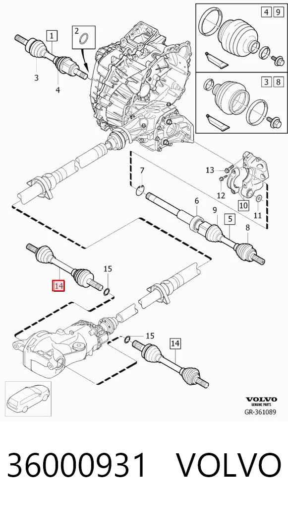 36000931 Volvo Semieje trasero