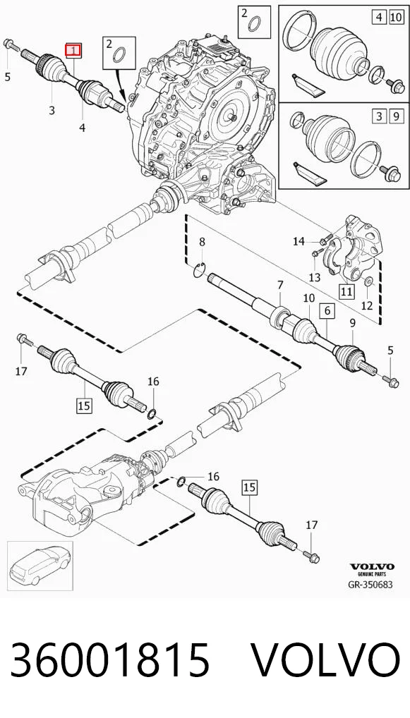 36001815 Volvo Semieje delantero izquierdo