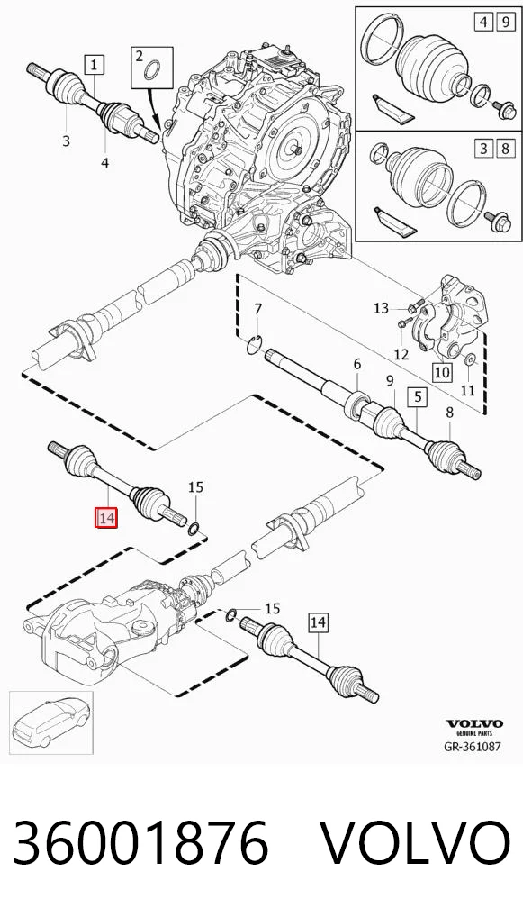 36001876 Volvo Semieje trasero