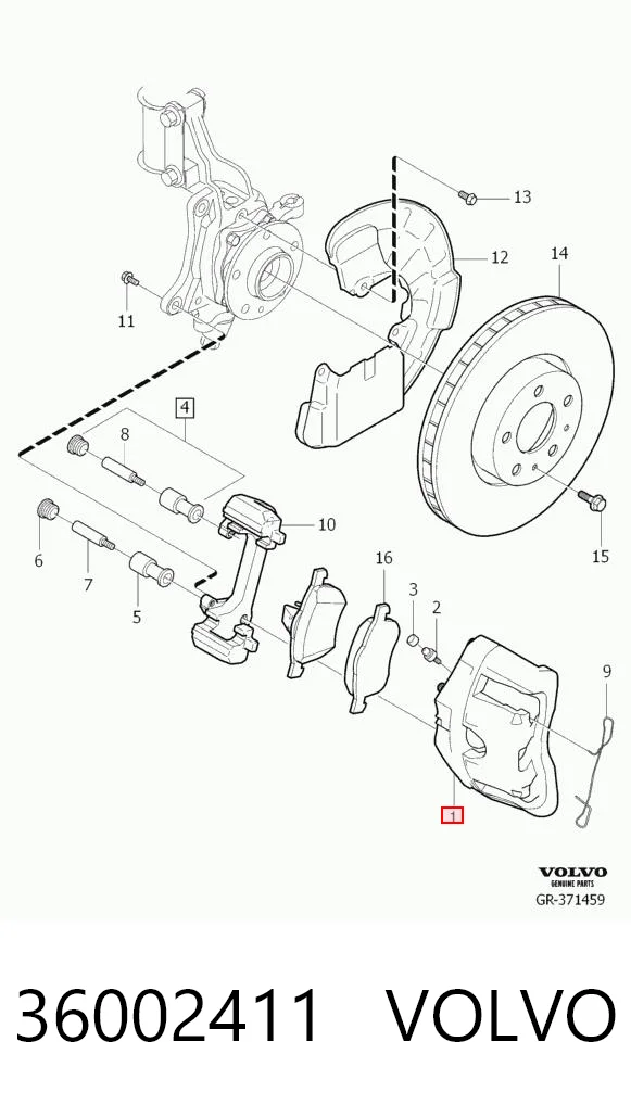 36002411 Volvo Pinza de freno delantera izquierda