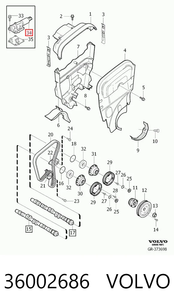 36002686 Volvo Válvula control, ajuste de levas