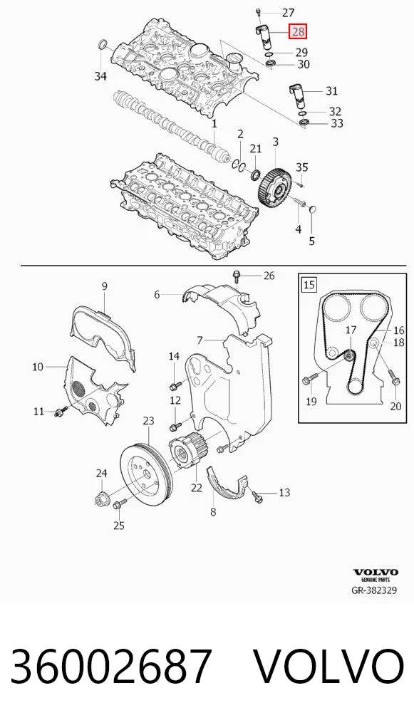 36002687 Volvo Válvula solenoide de posición del árbol de levas derecha