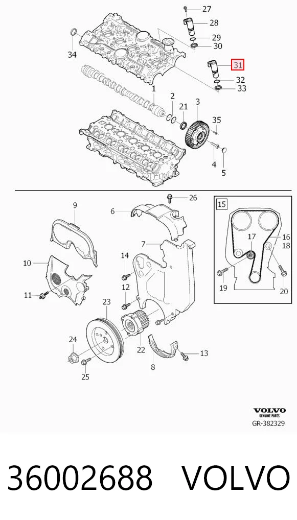 36002688 Volvo Válvula control, ajuste de levas