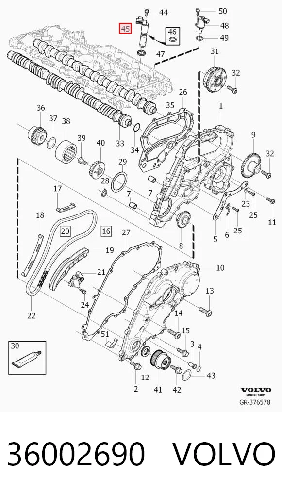 36002690 Volvo Válvula control, ajuste de levas