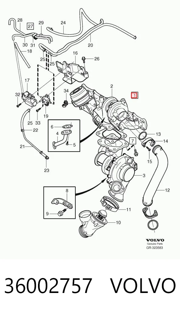 36002757 Volvo Turbo para motor