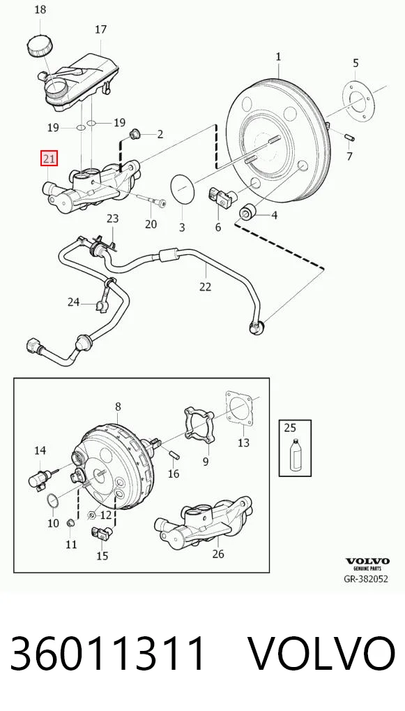 Cilindro principal de frenos para Volvo V40  525, 526