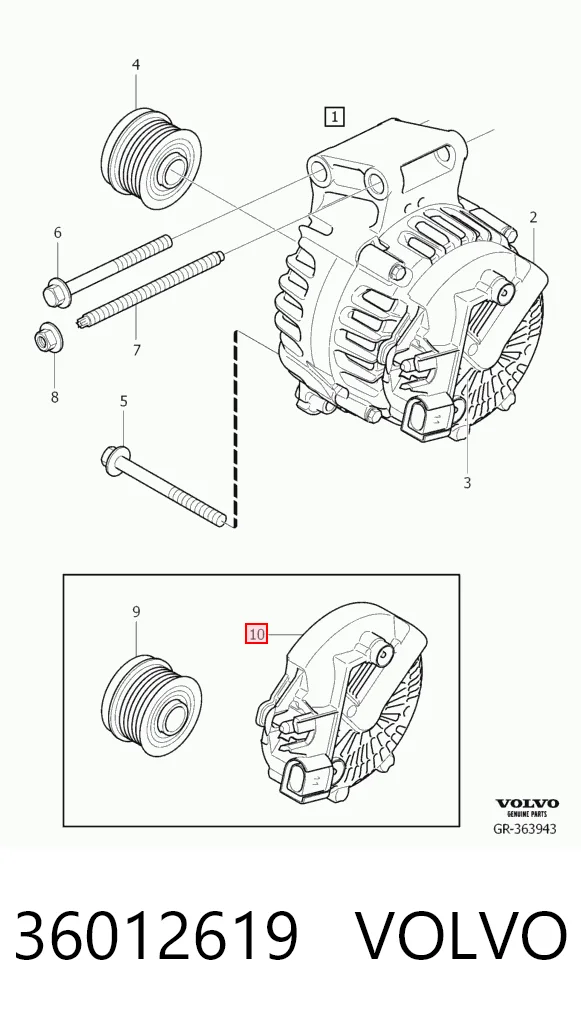 36012619 Volvo Alternador de coche