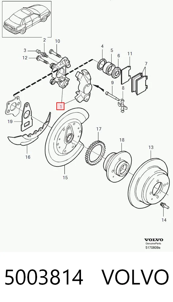 5003814 Volvo Pinza de freno trasera izquierda