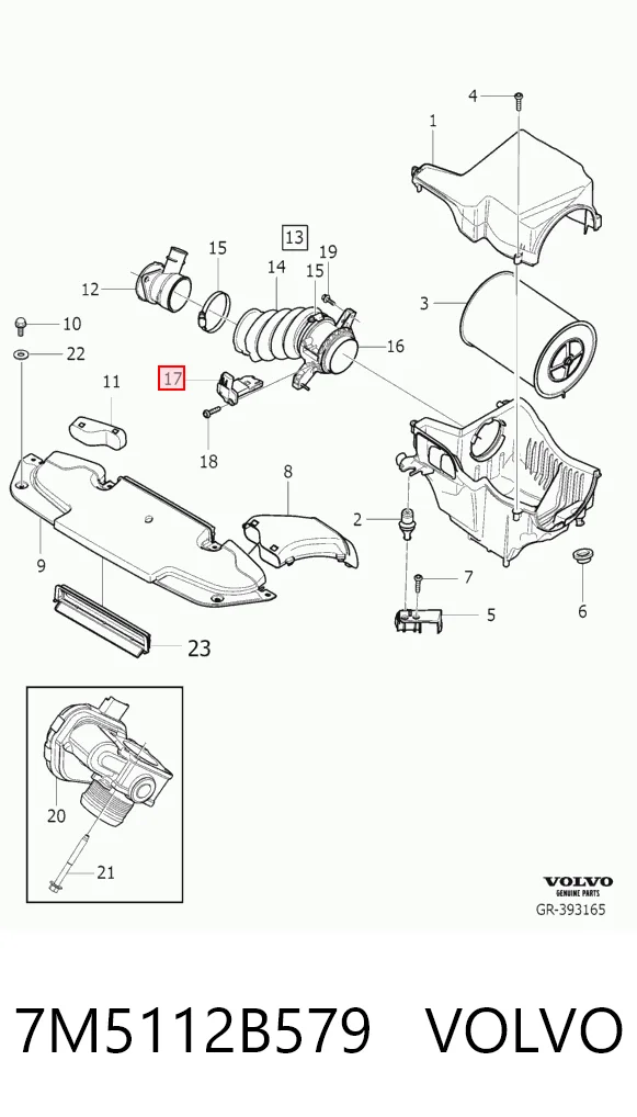 7M5112B579 Volvo Sensor de flujo de aire