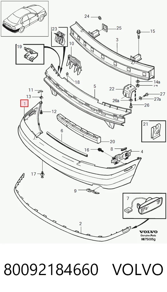 Parachoques trasero 80092184660 VOLVO