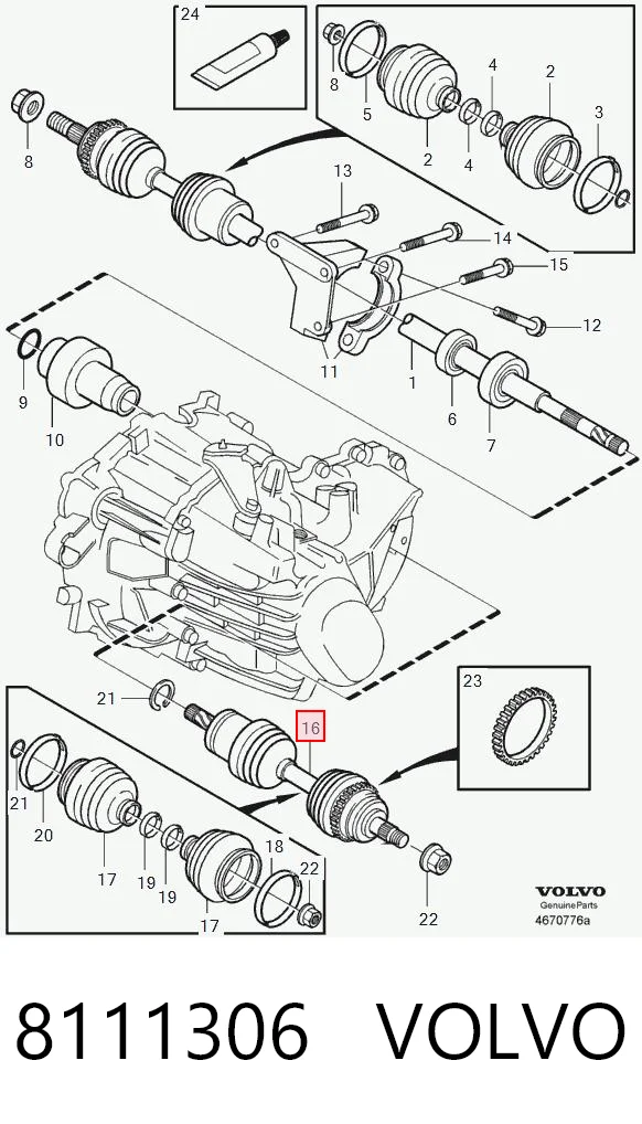 8111306 Volvo Semieje delantero izquierdo