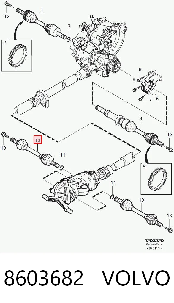8603682 Volvo Semieje trasero izquierdo
