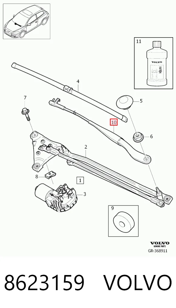 Brazo del limpiaparabrisas lavado de parabrisas para Volvo V50  MW