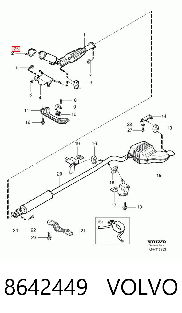 8642449 Volvo Junta del catalizador