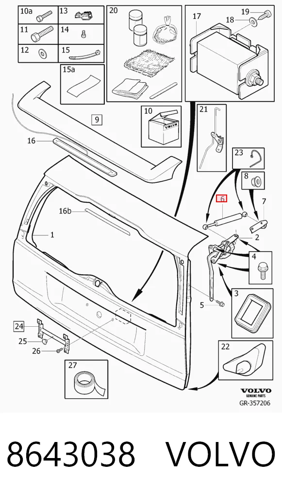 8643038 Volvo Amortiguador de porton