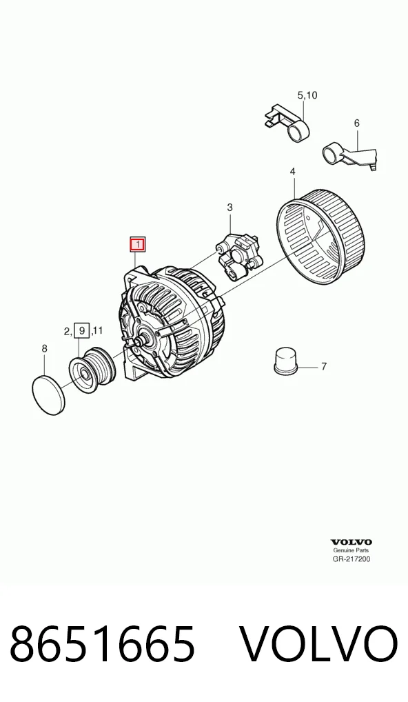 8651665 Volvo Alternador de coche