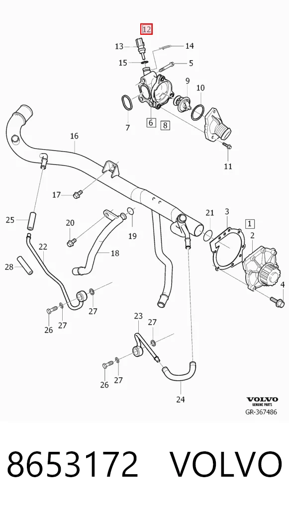 8653172 Volvo Sensor temperatura refrigerante