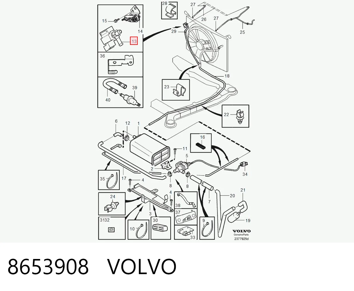 8653908 Volvo Válvula de ventilación de gases del tanque de combustible