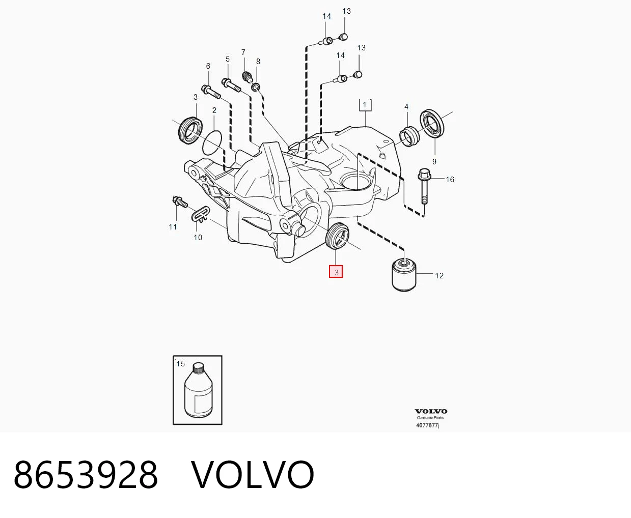8653928 Volvo Retén del diferencial del eje trasero