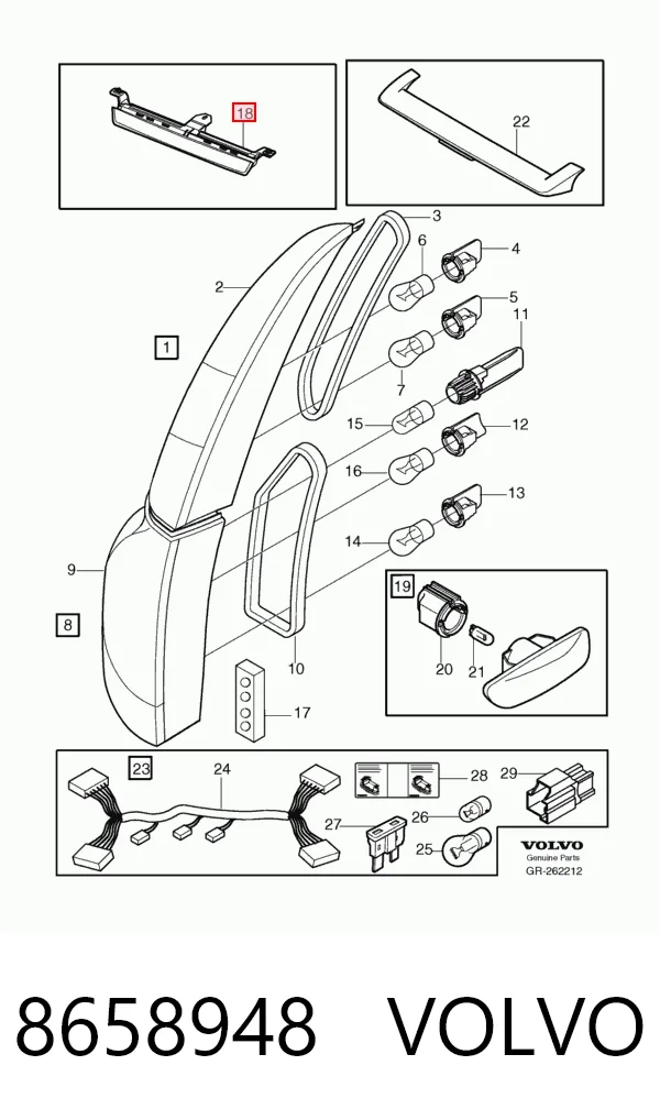 Luz central de freno para Volvo XC70 CROSS COUNTRY SZ, LZ
