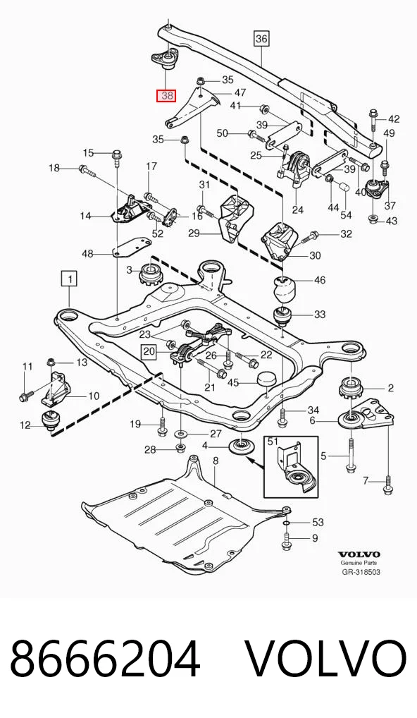 8666204 Volvo Soporte superior de la barra estabilizadora