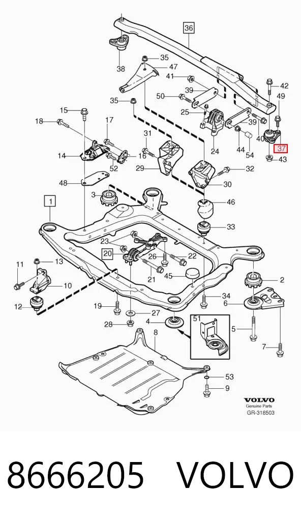8666205 Volvo Soporte superior de la barra estabilizadora