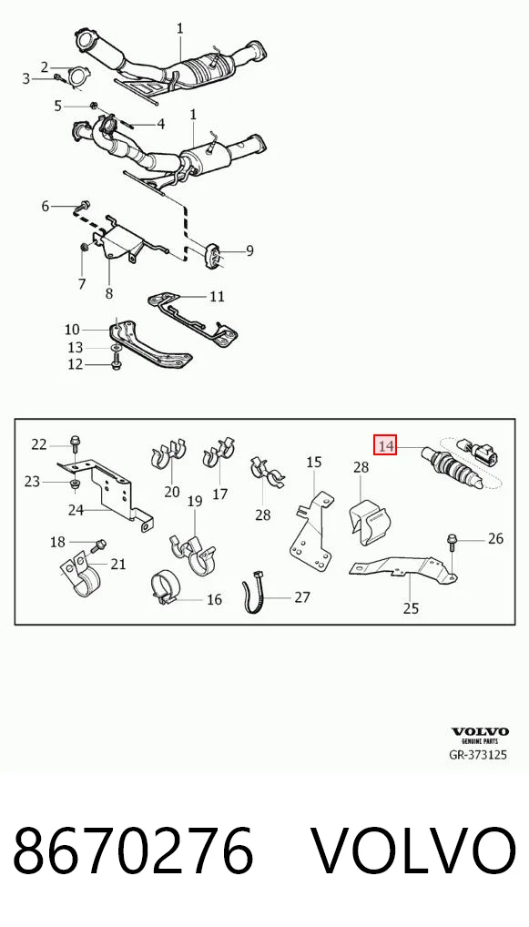 8670276 Volvo Sensor de oxígeno previo al catalizador