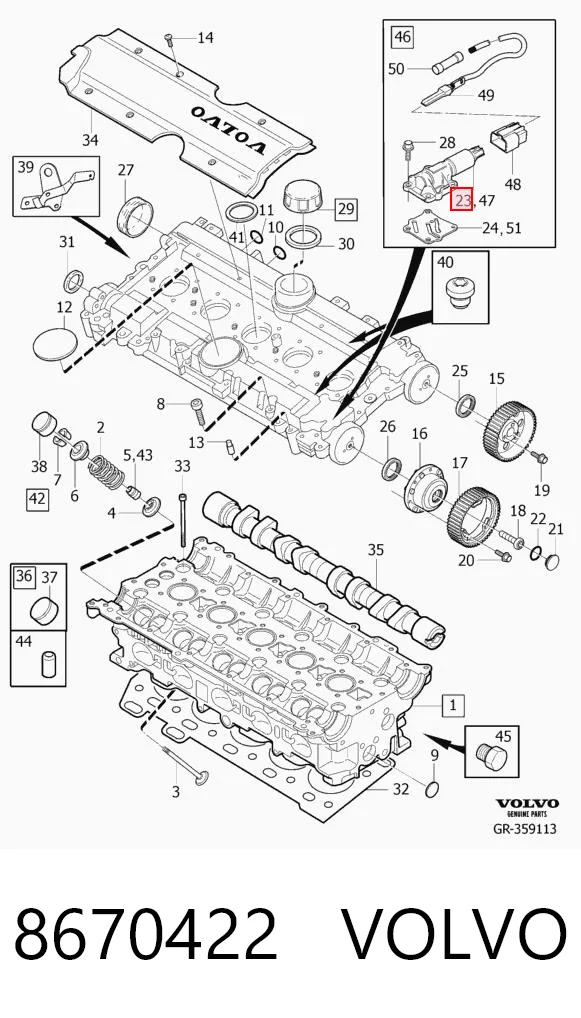 8670422 Volvo Válvula control, ajuste de levas