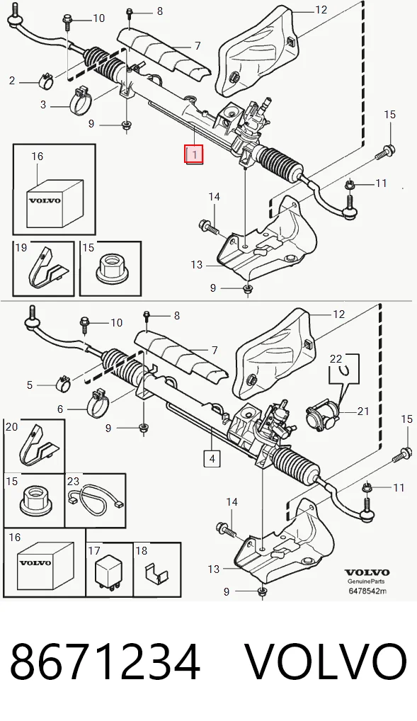Cremallera caja de direccion para Volvo XC70 CROSS COUNTRY SZ, LZ