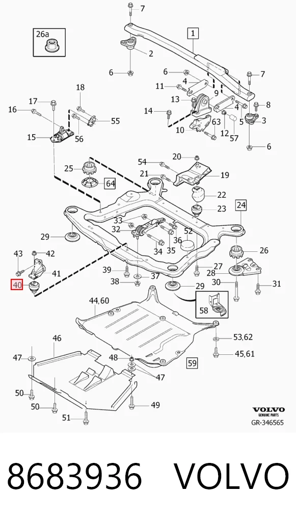 8683936 Volvo Soporte delantero derecho del motor