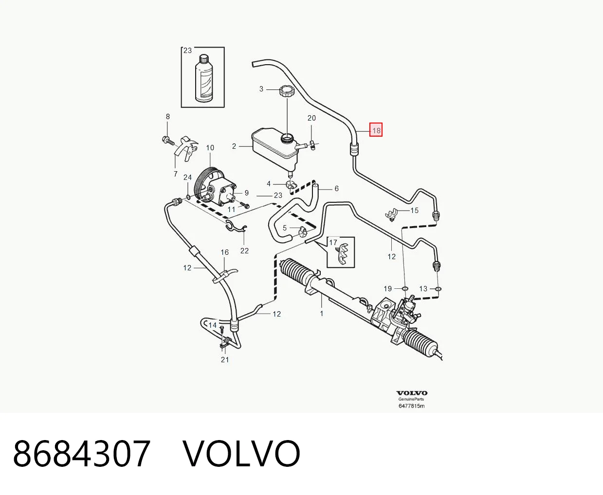 8684307 Volvo Cremallera caja de direccion