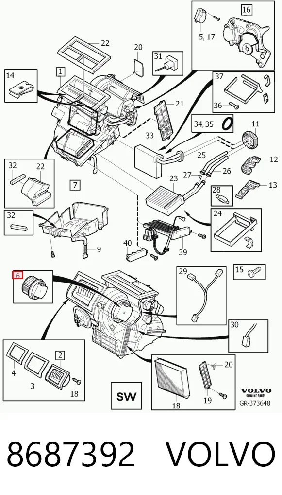 Motor del ventilador del calefactor 8687392 VOLVO