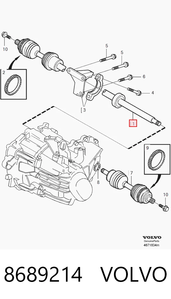 8689214 Volvo Semieje delantero derecho