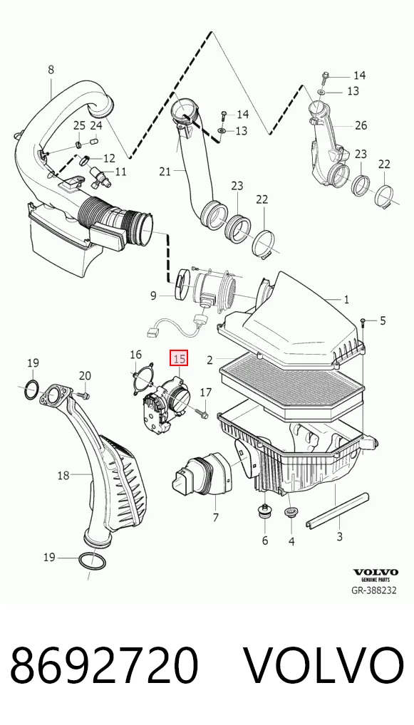 8692720 Volvo Mariposa de admisión