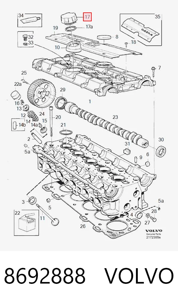 8692888 Volvo Tapa, tubuladura de relleno de aceite