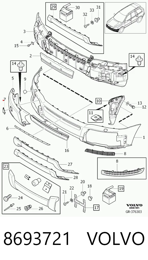 Tapa gancho de arrastre, delantera Volvo XC90  ()