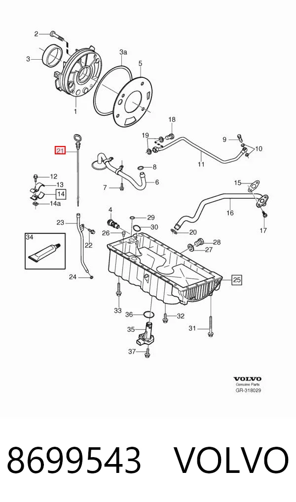 8699543 Volvo Medidor de aceite