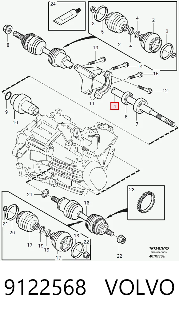 9122568 Volvo Semieje delantero derecho