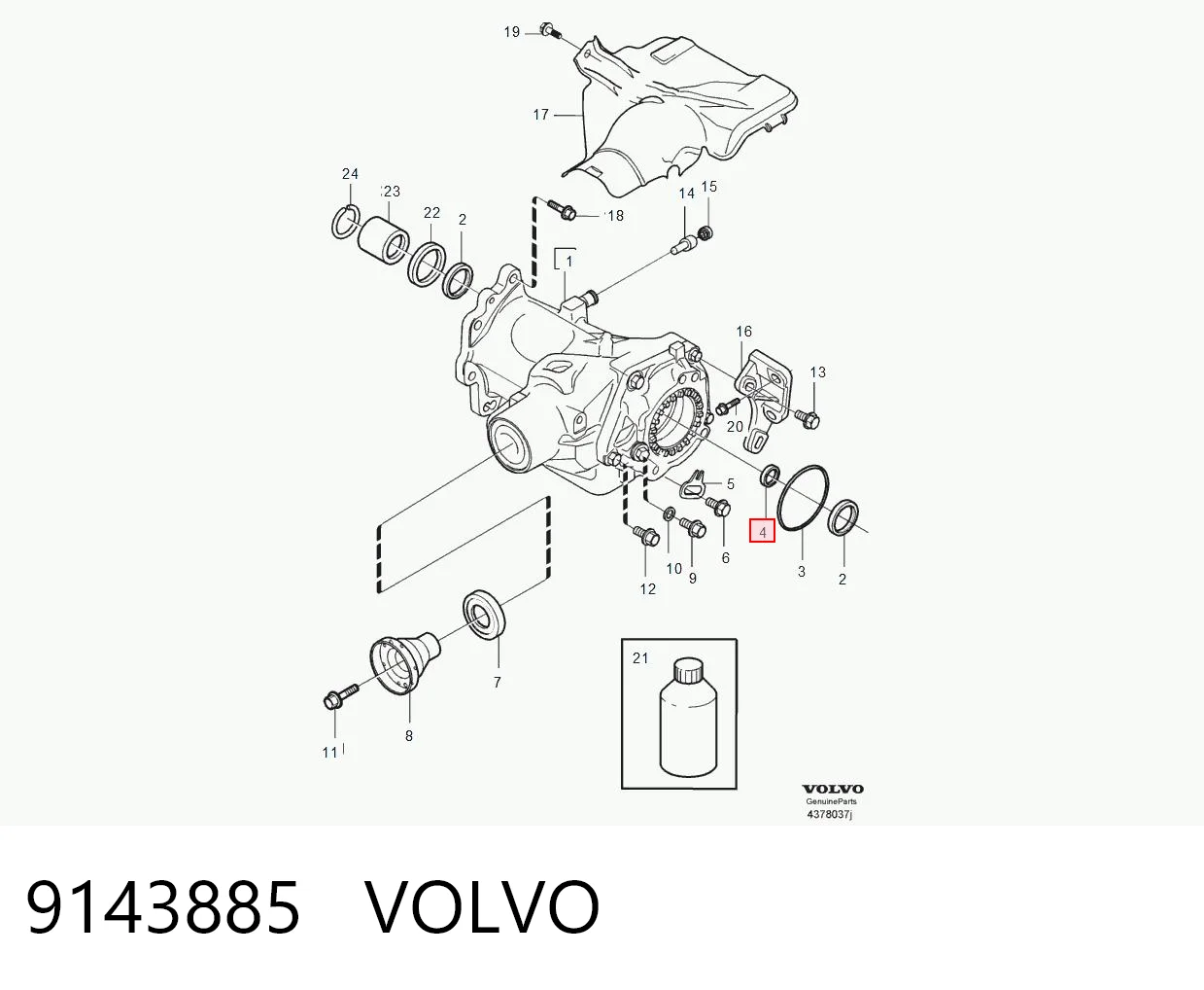9143885 Volvo Retén de salida trasero de la caja de transferencia