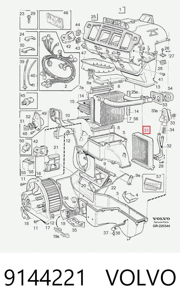 9144221 Volvo Radiador interior