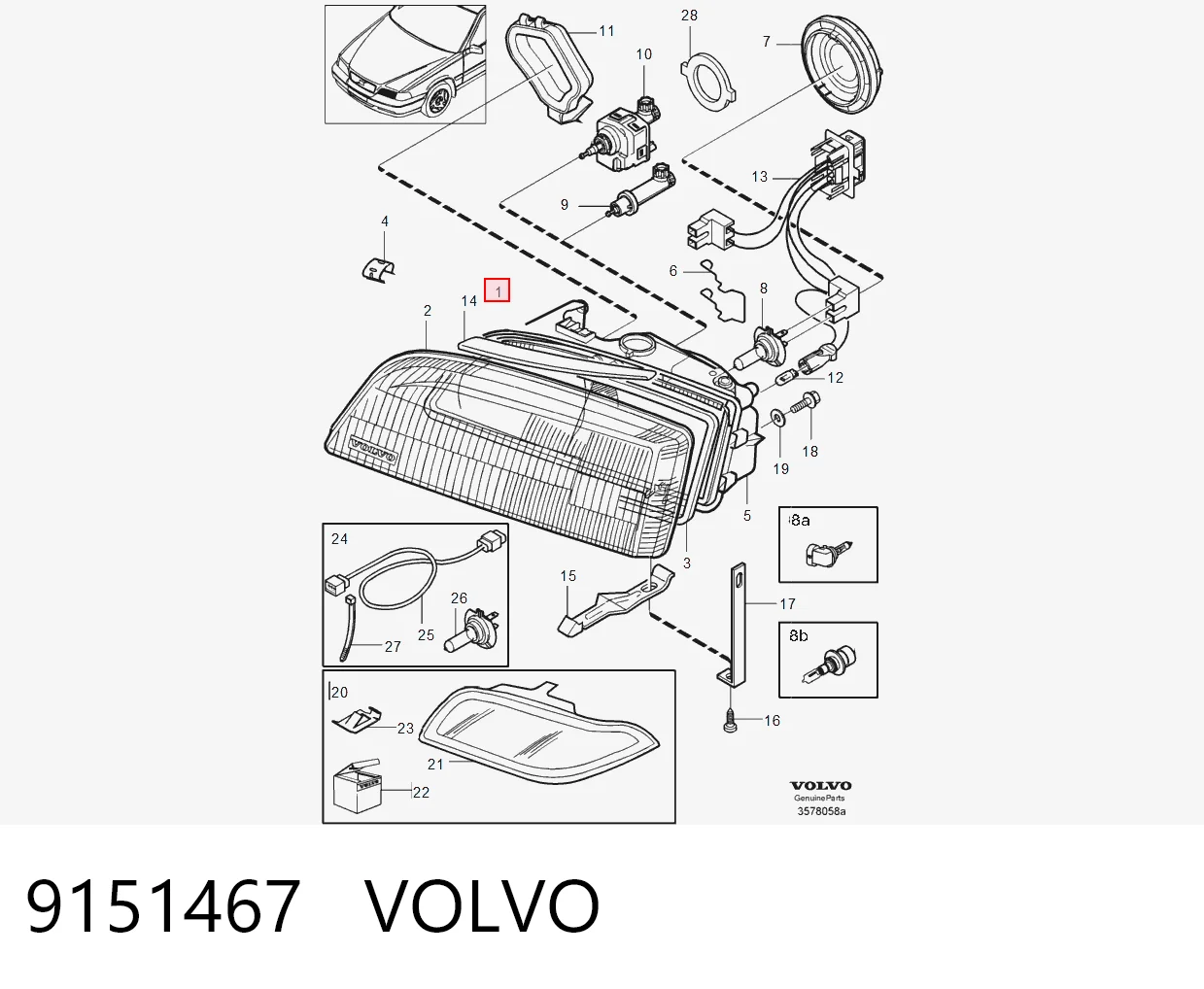 Faro delantero derecho Volvo V70 I