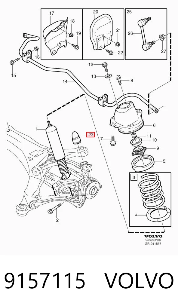 9157115 Volvo Tope de amortiguador trasero