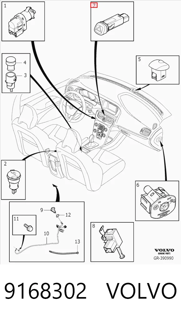 Botón de emergencia Volvo XC90 SUV (2002 - 2015) precio, desde 30,49 EUR