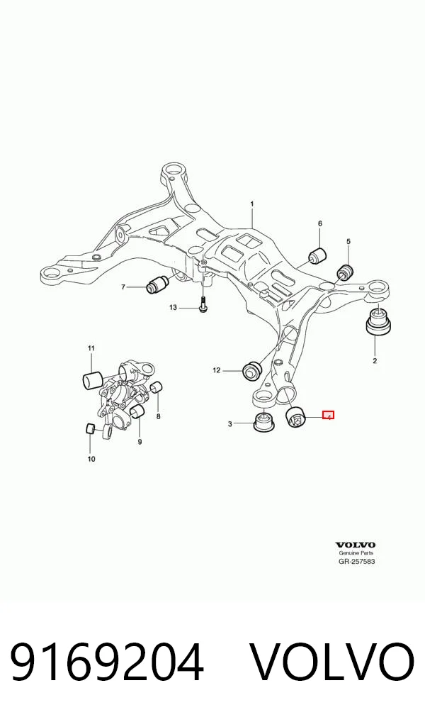 9169204 Volvo Silentblock del puente trasero