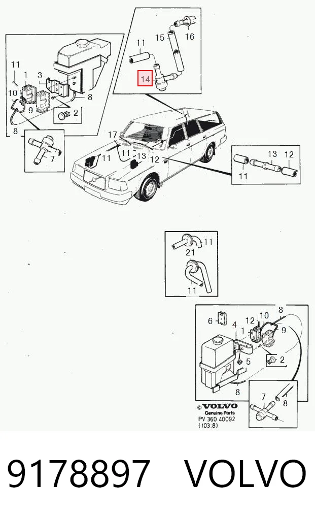 9178897 Volvo Válvula de retención del lavaparabrisas