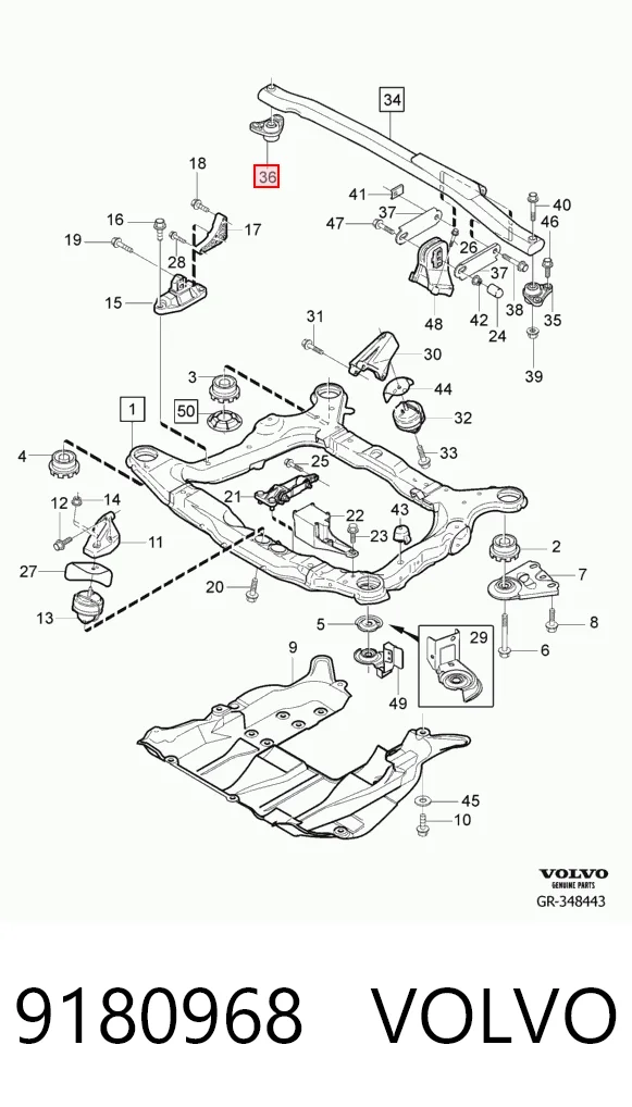 9180968 Volvo Soporte superior de la barra estabilizadora