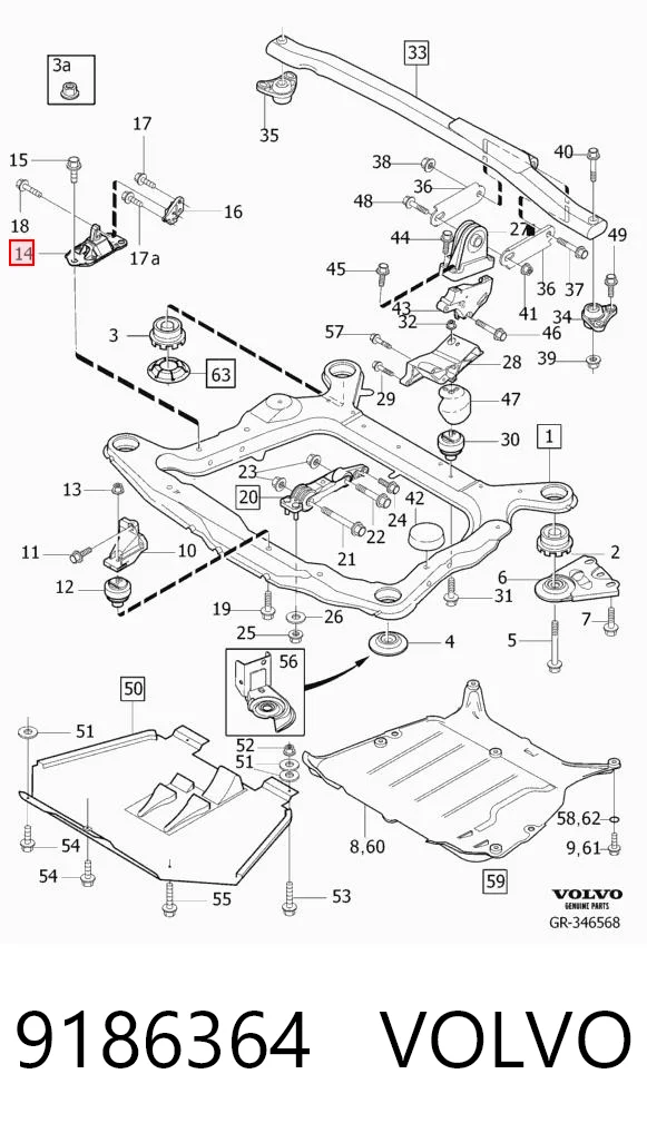 9186364 Volvo Soporte de motor derecho